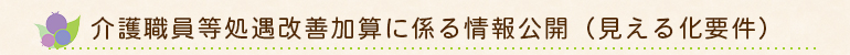 介護職員等処遇改善加算にかかる情報公開(見える化要件)